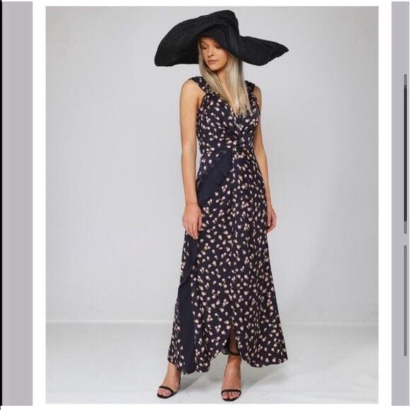 Self-Portrait Twisted Floral-Print Satin-Jacquard Maxi Dress - Picture 2 of 12